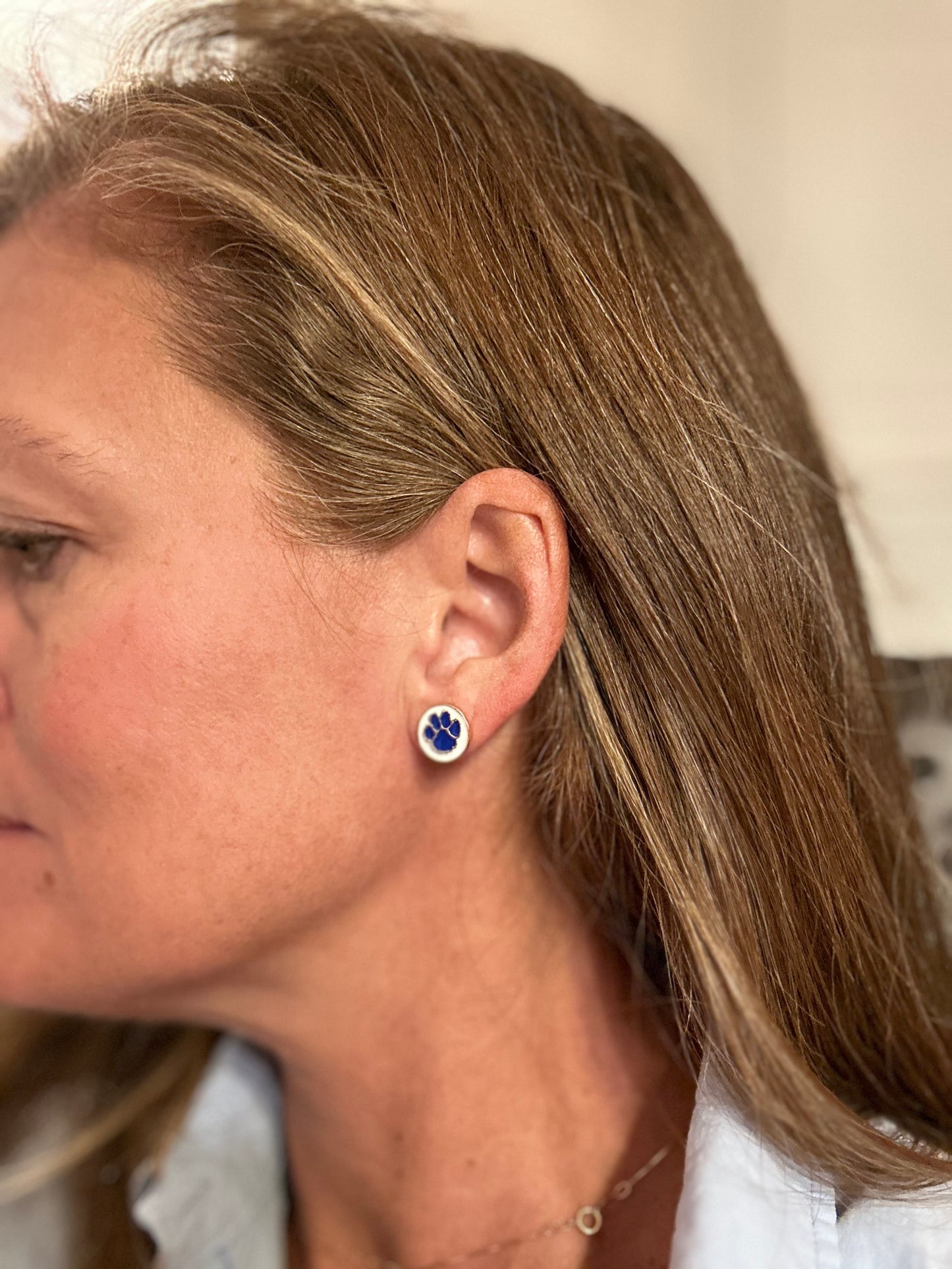 Saint Bridget Post Earrings With Paw Print