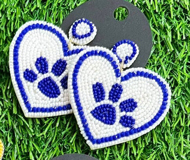 Saint Bridget Beaded Post With Dangle Bulldog Earrings