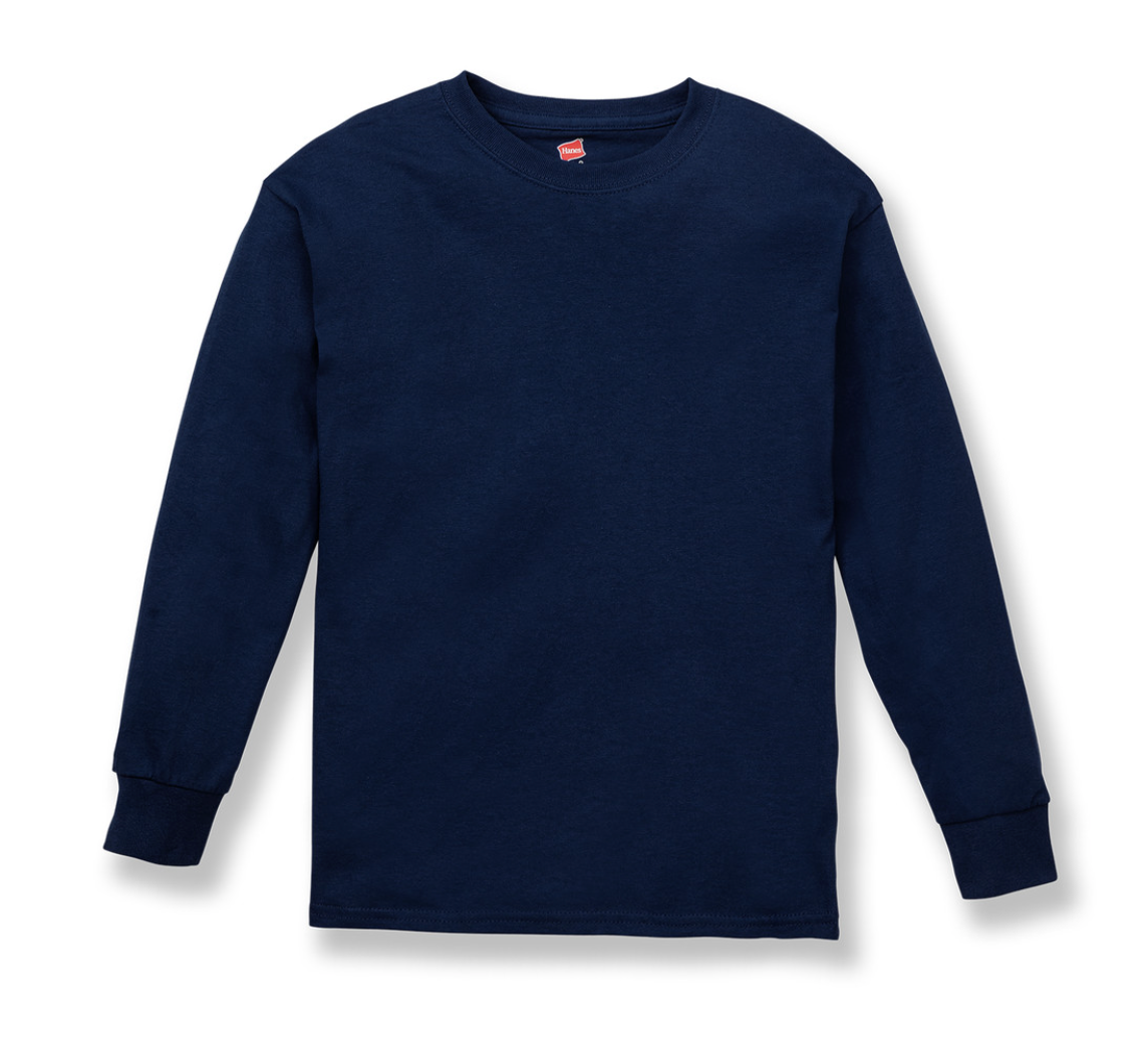 Previously Worn Long Sleeve T-Shirt with Heat Transferred Logo