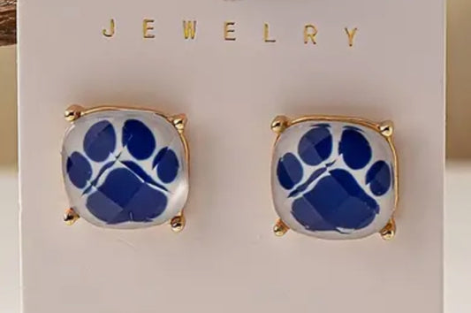 Saint Bridget Post Earrings With Beveled Paw Print